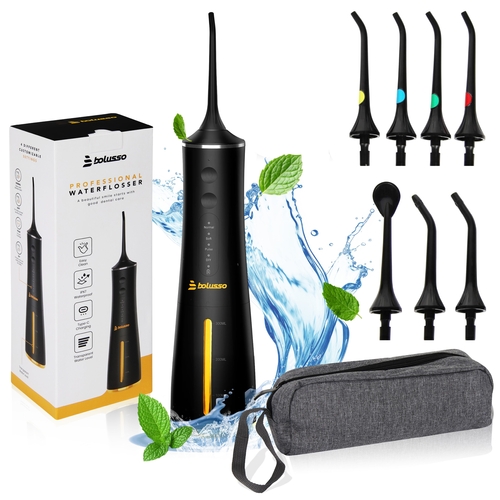 Bolusso Water Flosser – Includes 7 Attachments – Travel bag – E-book –