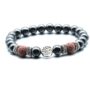 Pink Tree of Life Lava Stone Metal Bracelet