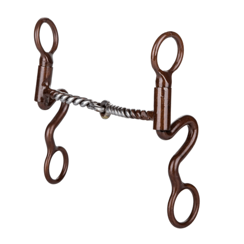 TABELO 6″ Short S-Shank Twisted Wire Snaffle Bit with Antique Brown