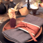 Kabuki Style Napkin Wrap - Warm Brown/Grey