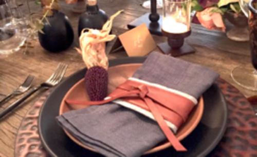 Kabuki Style Napkin Wrap – Warm Brown/Grey