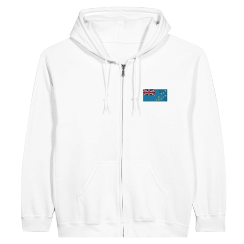 Sweat à capuche à fermeture éclair Drapeau des Tuvalu en broderie