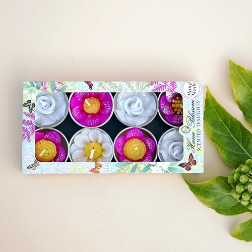 Assorted Glitter Flower Scented Tealights