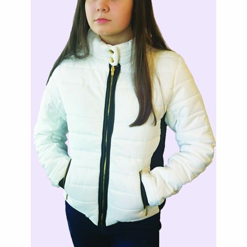 White Puffer Jacket – Black Contrast