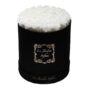 White Preserved Roses - Large Round Luxury Black Suede Box