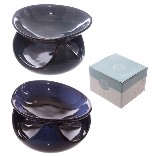 Abstract Design Squat Mottled Glaze Ceramic Oil Burner