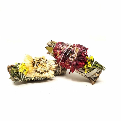 White Sage, Red Dollar Eucalyptus, Cloud Flower and Purple Sinuata 4″