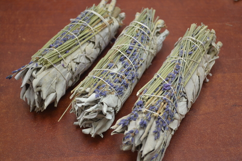 3 Pcs California White Sage + Lavender Bundle Smudge 4″