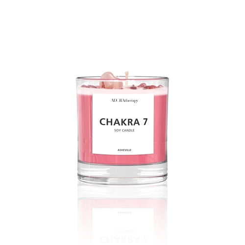 Chakra 7 Strawberry Quartz Gemstone Candle