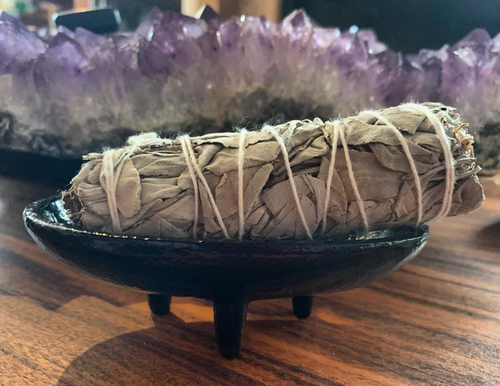 4″ Cast Iron Smudge dish with Sage Bundle