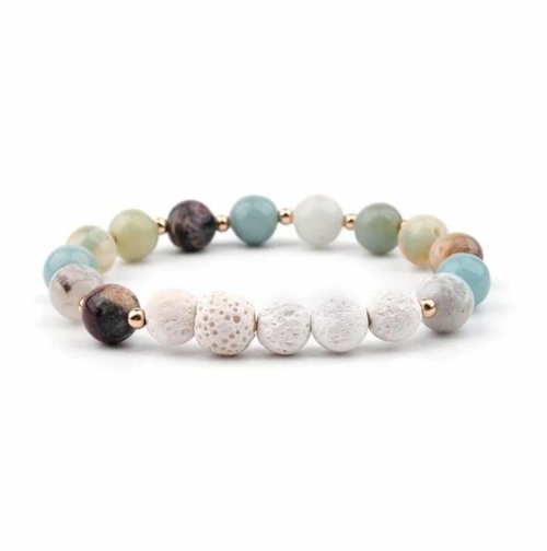 Lava Stone Essential Oil Bracelet – Amazonite and White 5