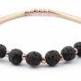 Lava Stone Essential Oil Bracelet - Black Lava Stone and Gold