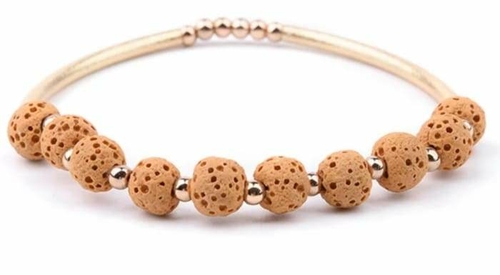 Lava Stone Essential Oil Bracelet – Yellow Lava Stone and Gold