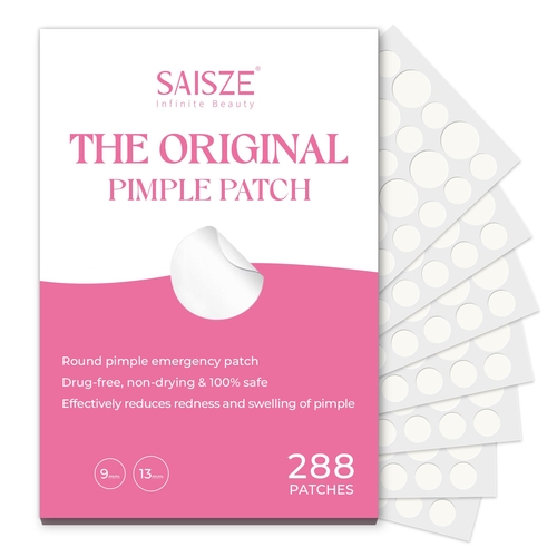 SAISZE Hydrocolloid Acne Patches, Invisible & Fast-Absorbing (2 Sizes,