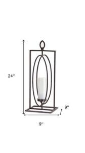 Set of Two Black Distressed Ornate Iron Tabletop Hurricane Candle