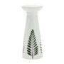 Set of Two Green And White Distressed Botanical Leaf Ceramic Tabletop