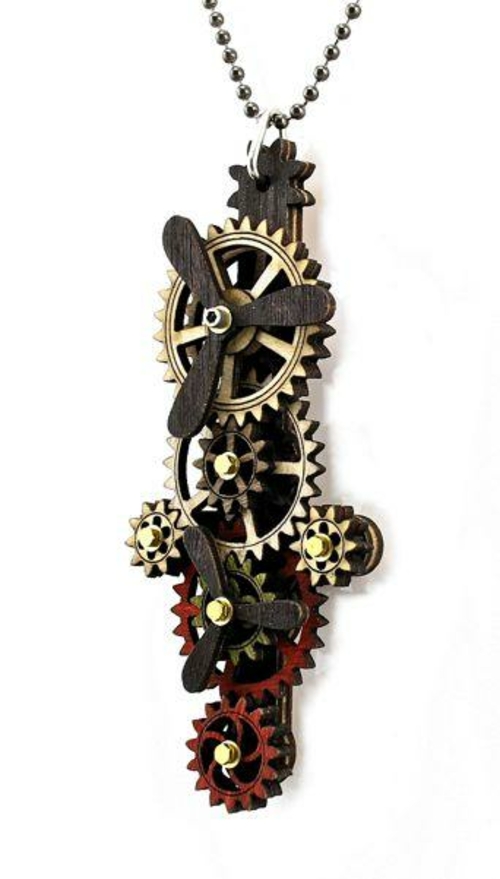 Kinetic Vertical Propellar Gear Necklace 6005A