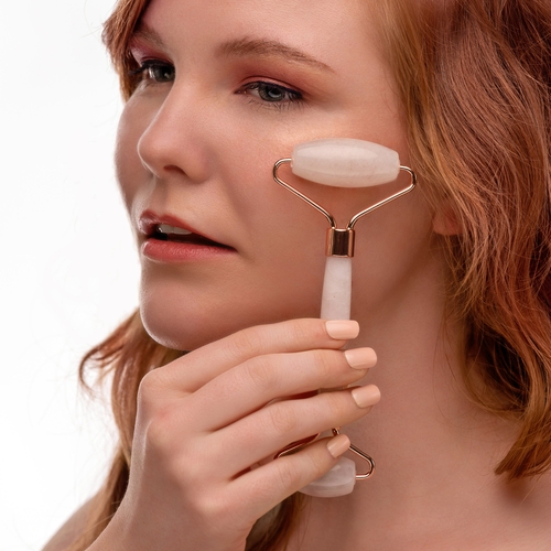 Genuine Rose Quartz Roller – Massage for Skin Tightening and Firming