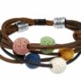 Brown Lava Stone Charm Bracelet Adjustable
