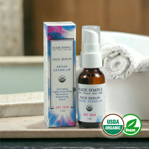 Argan Geranium Face Serum – Certified Organic, Vegan & Cruelty-free