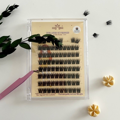 3D Self-Adhesive False Eyelashes (8 Rows) with Tweezers – Natural &
