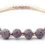 Lava Stone Essential Oil Bracelet - Purple Lava Stone and Gold