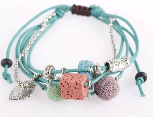 Lava Stone Essential Oil Bracelet – Teal Lava Charms