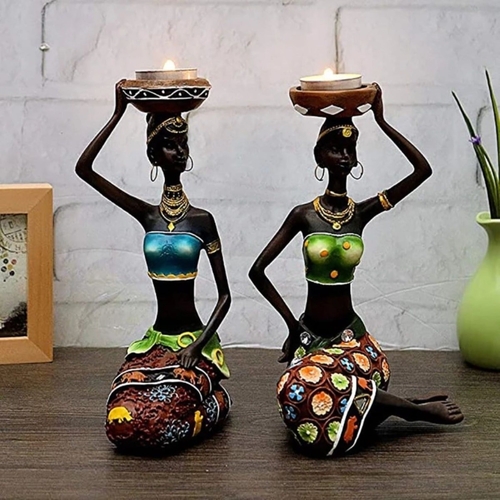 Tribal Figurine Sculpture Candle Holder for Minimalist Decor