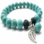 Turquoise Lava Stone Feather Charm Essential Oil Bracelet