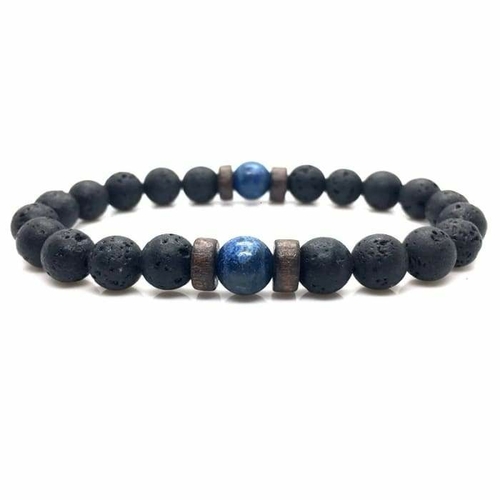 Wood and Lava Stone Essential Oil Bracelet – Blue 2