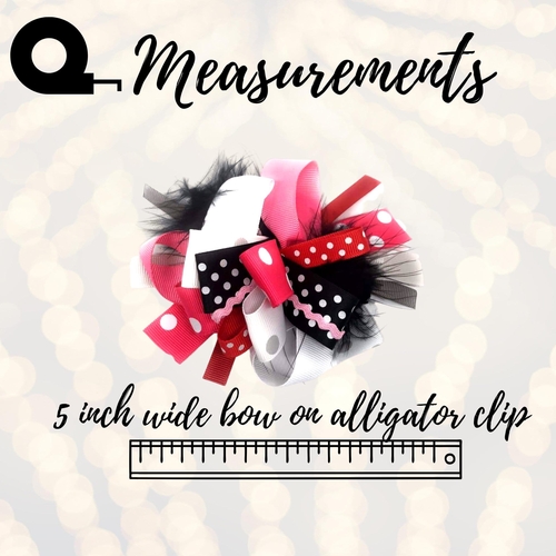 Girls Marabou Loopy Hair Bow, Hair Bow With Feathers, Valentine’s Day