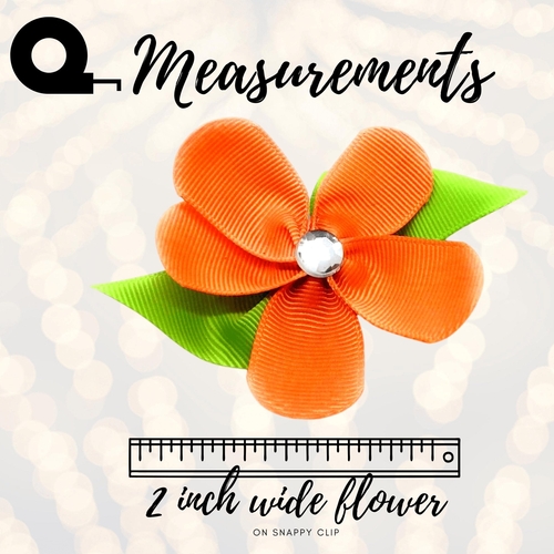 Orange Ribbon Hair Flower Clip, Orange Flower Hair Clip
