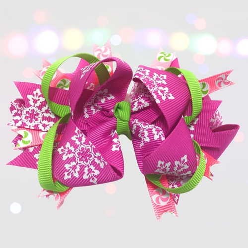 Sugarplum Snowflake Christmas Hair Bow